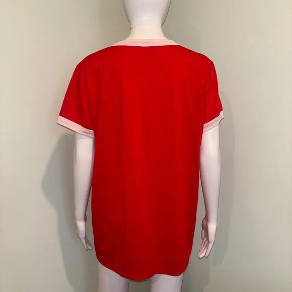 LulaRoe Red & Pink Short Sleeve “Kind People” Slogan T-Shirt - L - Picture 4 of 6